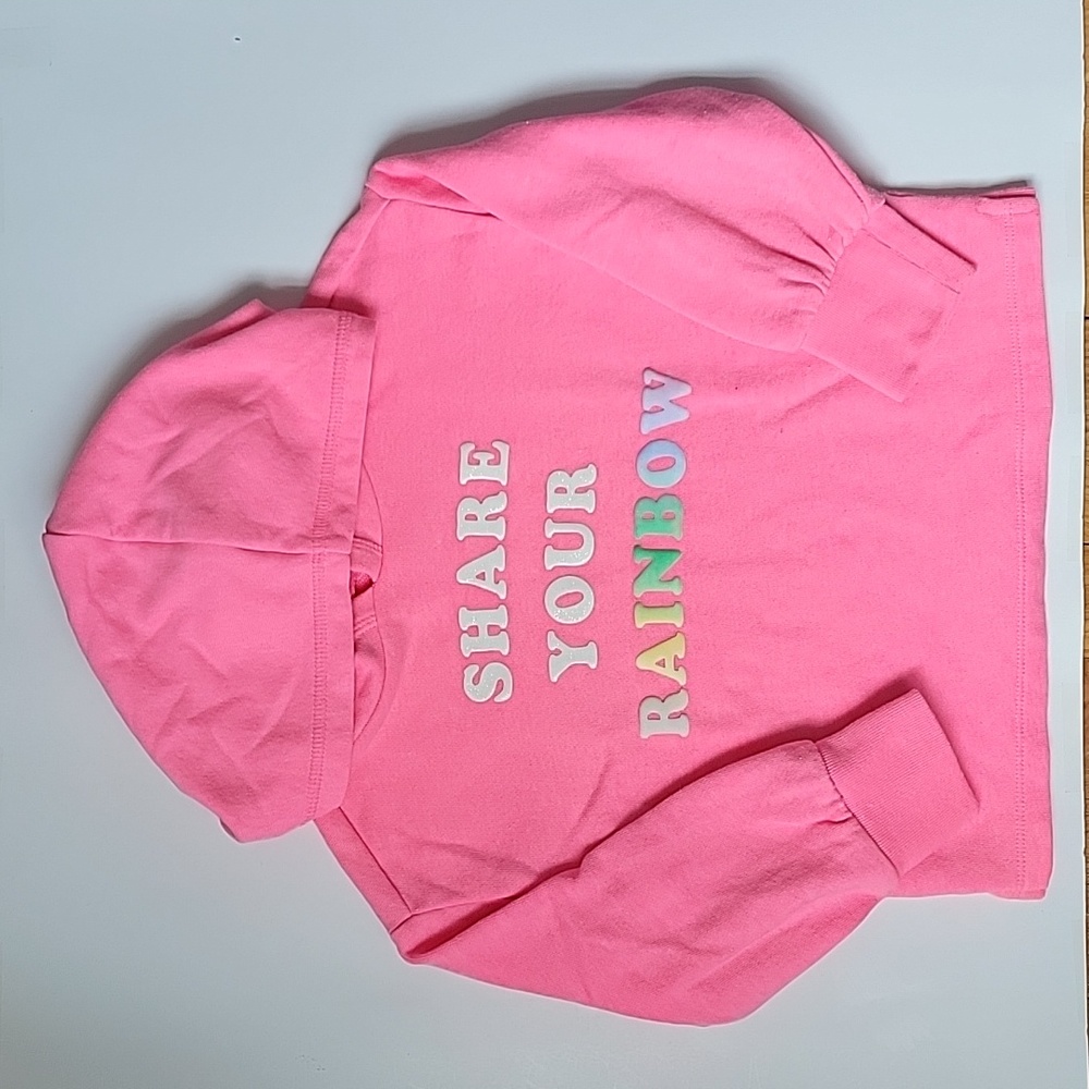 GAP 4T graphic hoodie neon pink rose.